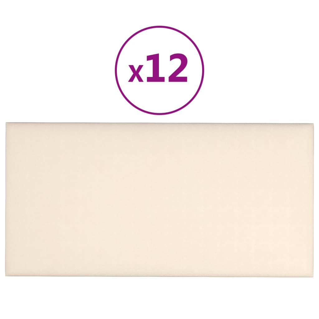 Pannelli Murali 12 pz Crema 30x15 cm Velluto 0,54 m² cod mxl 5588