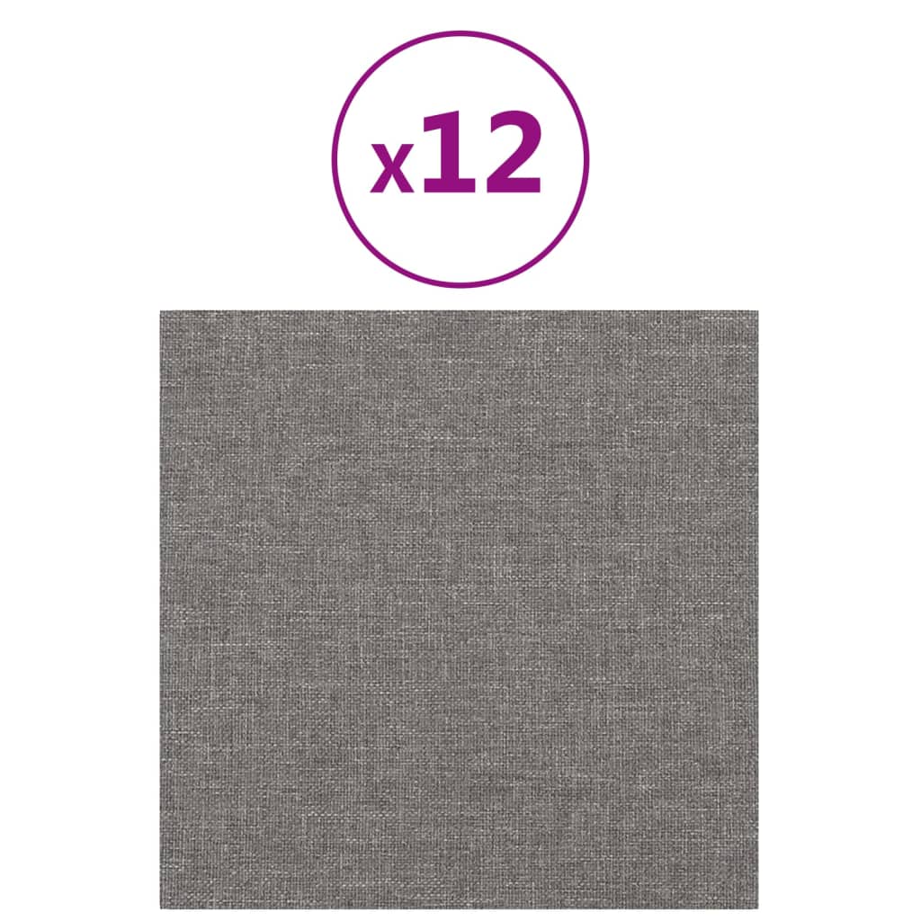 Pannelli Murali 12 pz Grigio Chiaro 30x30 cm in Tessuto 1,08 m² 343789