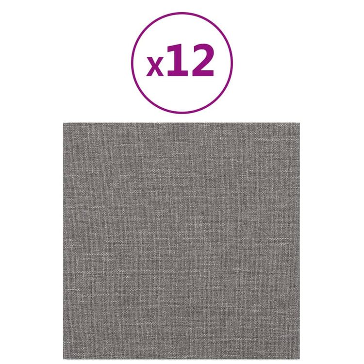 Pannelli Murali 12 pz Grigio Chiaro 30x30 cm in Tessuto 1,08 m²