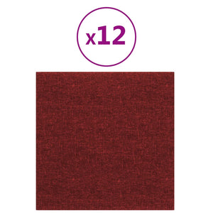 Pannelli Murali 12 pz Rosso Vino 30x30 cm in Tessuto 1,08 m² 343792