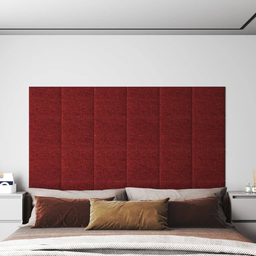 Pannelli Murali 12 pz Rosso Vino 30x30 cm in Tessuto 1,08 m² 343792