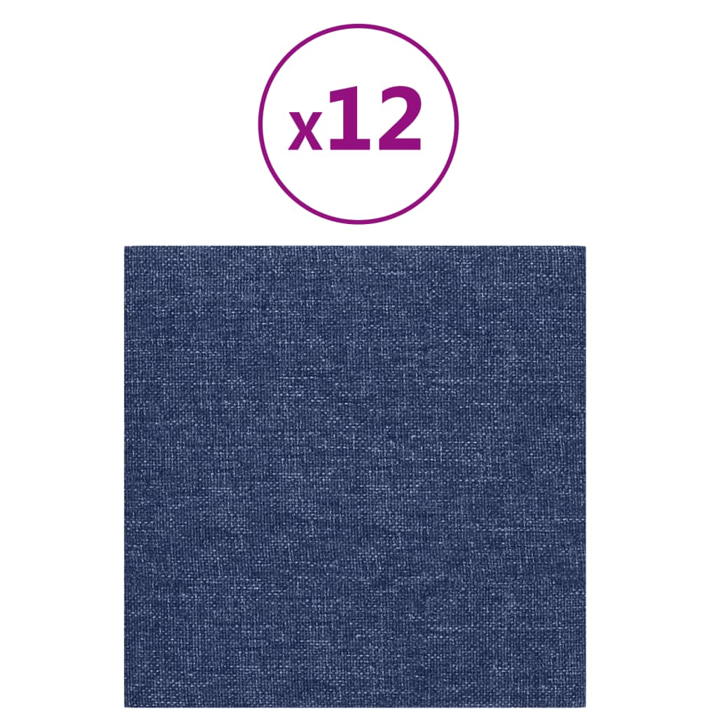 Pannelli Murali 12 pz Blu 30x30 cm in Tessuto 1,08 m² 343798