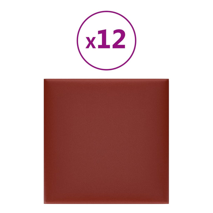 Pannelli Murali 12 pz Rosso Vino 30x30 cm Similpelle 1,08 m² cod mxl 18948