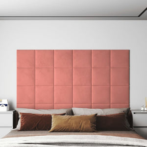 Pannelli Murali 12 pz Rosa 30x30 cm Velluto 1,08 m² cod mxl 19644