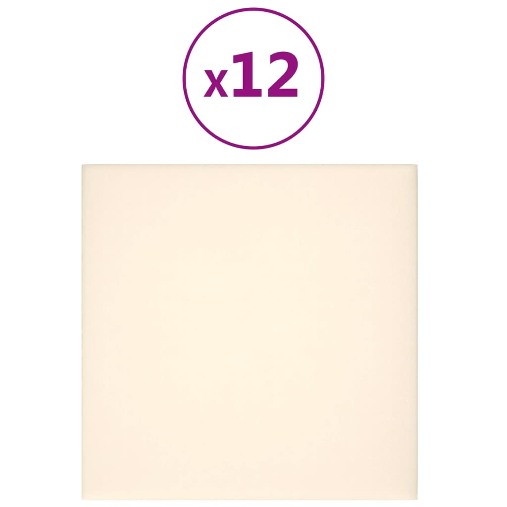 Pannelli Murali 12 pz Crema 30x30 cm Velluto 1,08 m² 343815