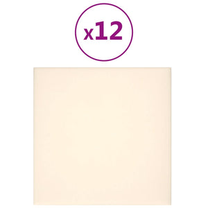 Pannelli Murali 12 pz Crema 30x30 cm Velluto 1,08 m² 343815