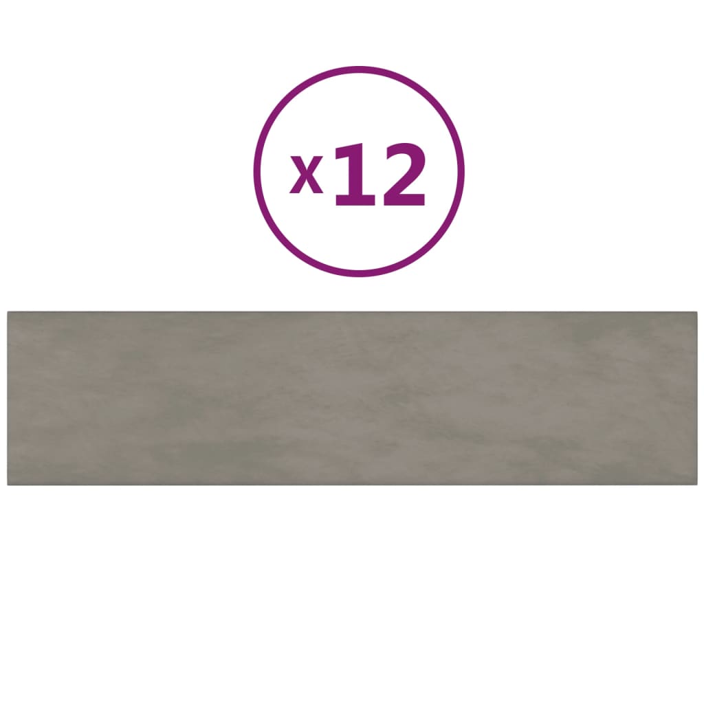 Pannelli Murali 12 pz Grigio Chiaro 60x15 cm Velluto 1,08 m² 343835