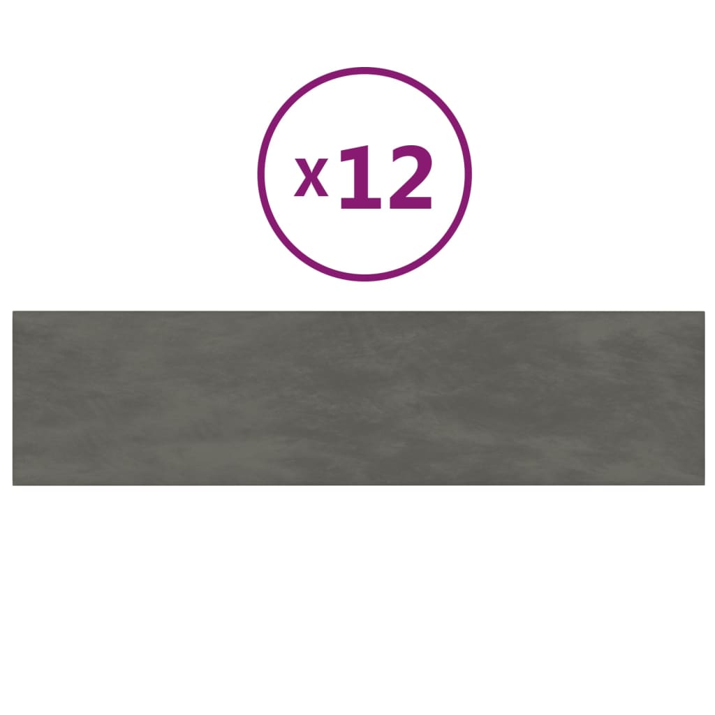 Pannelli Murali 12 pz Grigio Scuro 60x15 cm Velluto 1,08 m² cod mxl 13483