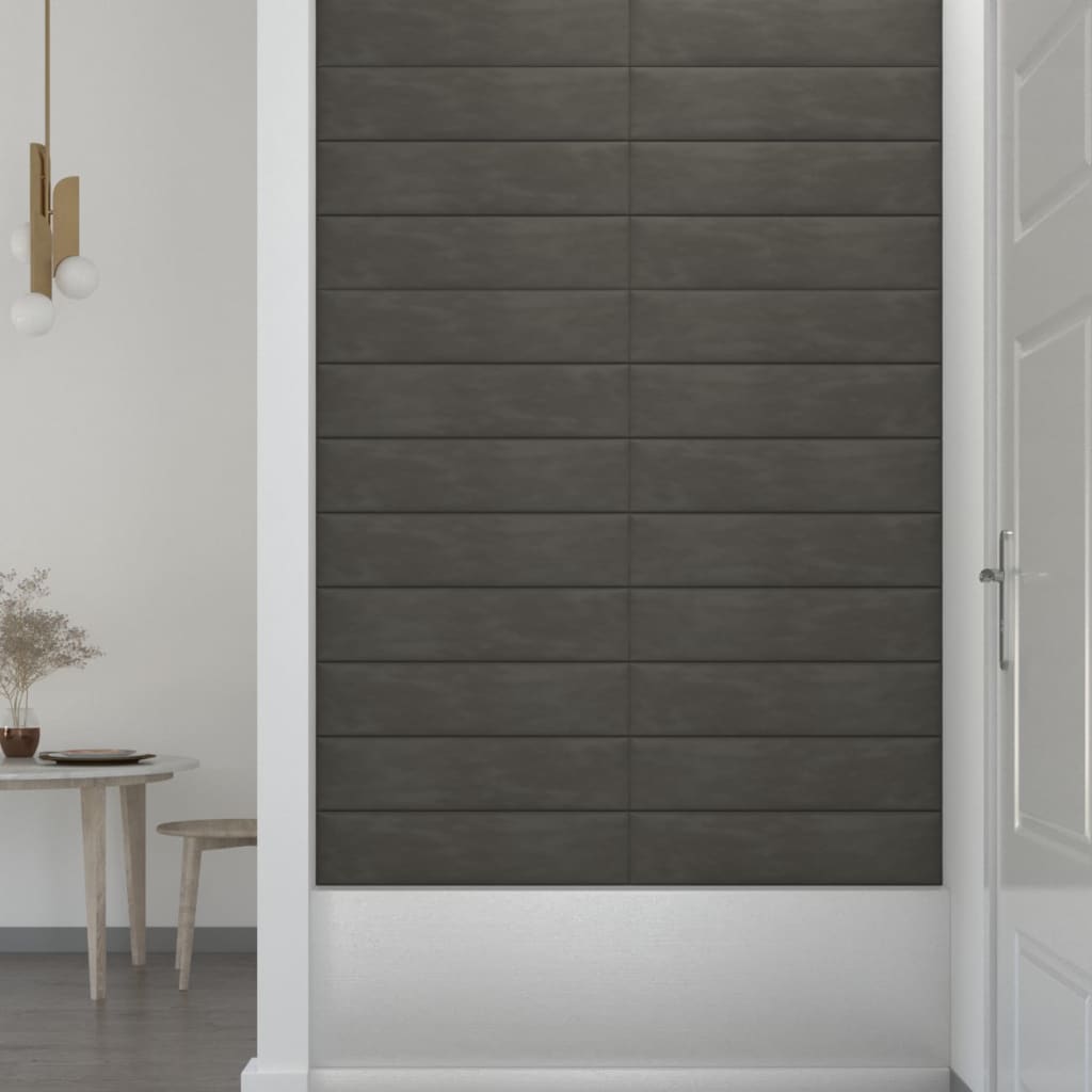 Pannelli Murali 12 pz Grigio Scuro 60x15 cm Velluto 1,08 m² cod mxl 13483