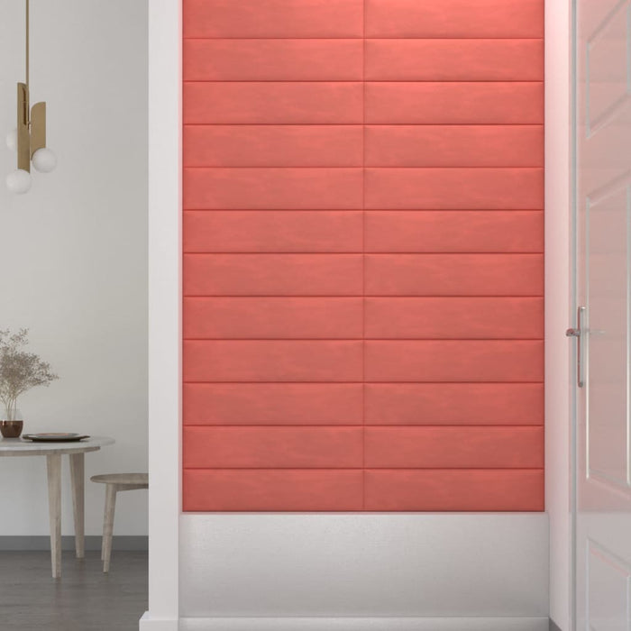 Pannelli Murali 12 pz Rosa 60x15 cm Velluto 1,08 m² 343838