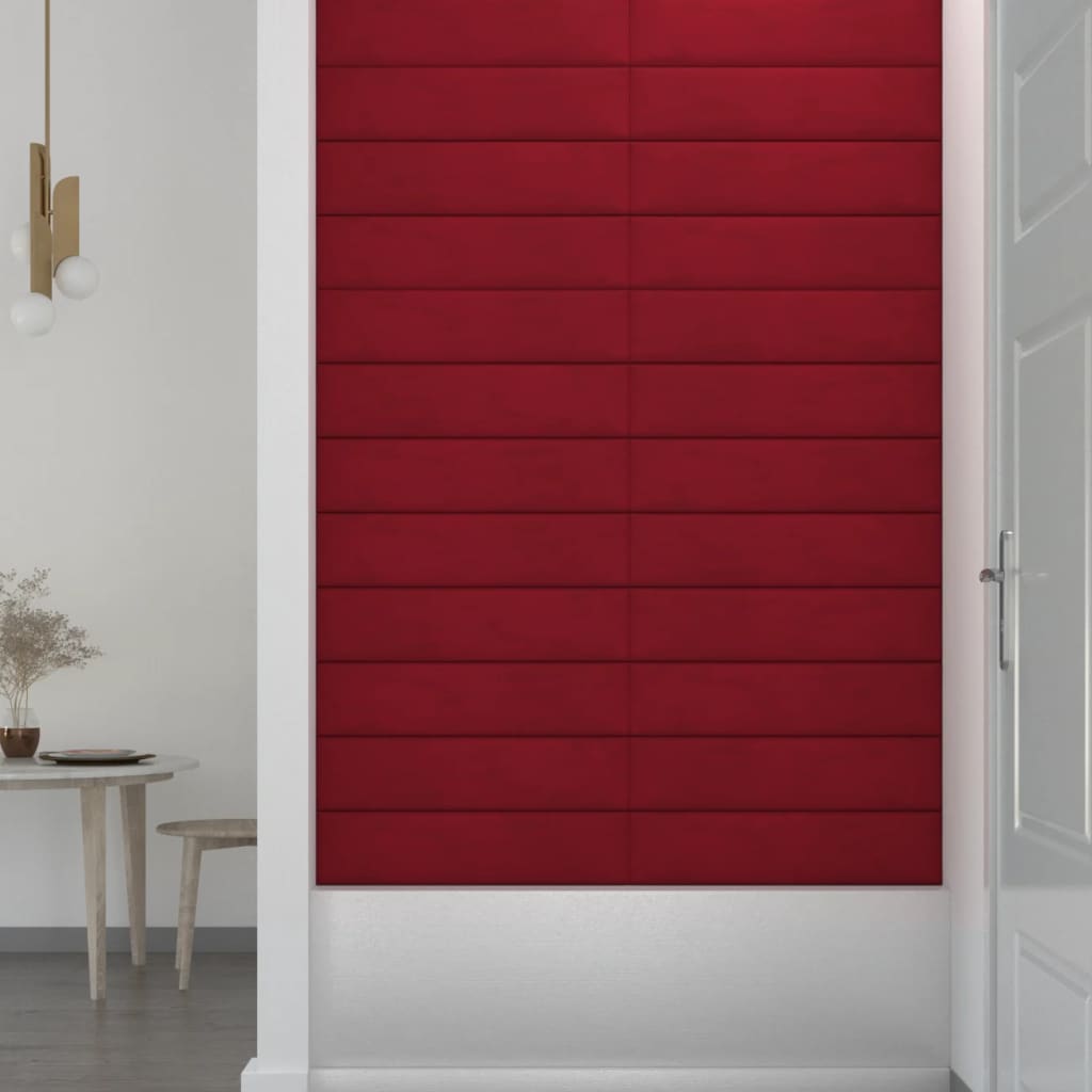 Pannelli Murali 12 pz Rosso Vino 60x15 cm Velluto 1,08 m² cod mxl 19498