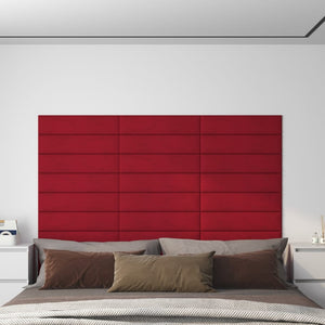 Pannelli Murali 12 pz Rosso Vino 60x15 cm Velluto 1,08 m² cod mxl 19498