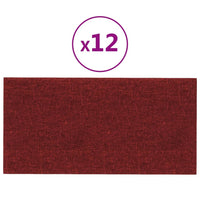 Pannelli Murali 12 pz Rosso Vino 60x30 cm in Tessuto 2,16 m²