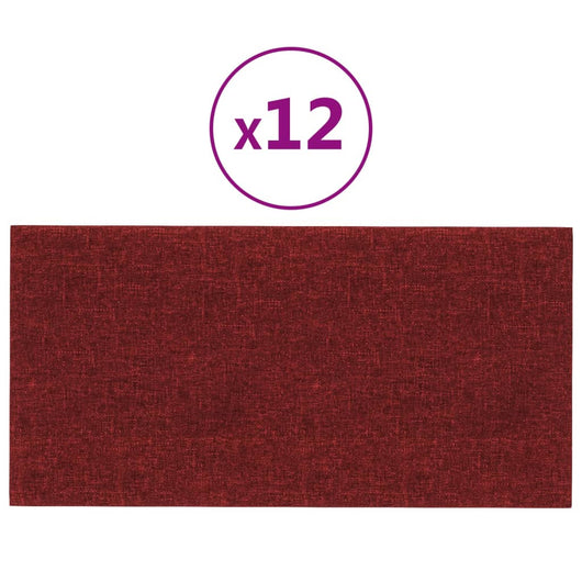 Pannelli Murali 12 pz Rosso Vino 60x30 cm in Tessuto 2,16 m²