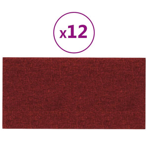 Pannelli Murali 12 pz Rosso Vino 60x30 cm in Tessuto 2,16 m² 343848