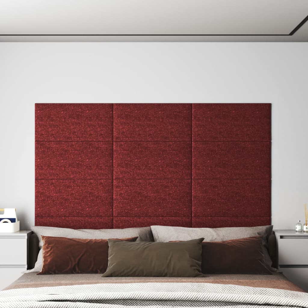 Pannelli Murali 12 pz Rosso Vino 60x30 cm in Tessuto 2,16 m² 343848