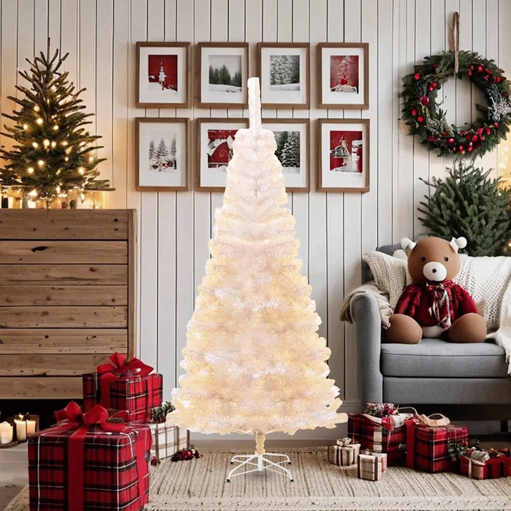 Albero di Natale Artificiale Punte Iridescenti Bianco 180cm PVC 344635