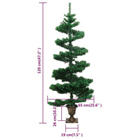 Albero di Natale a Spirale con Vaso e LED Verde 120 cm PVC