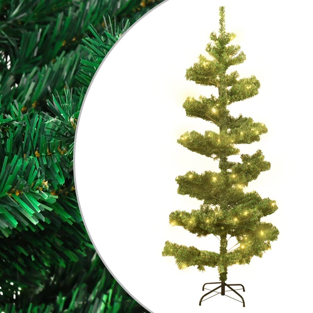 Albero di Natale a Spirale con Vaso e LED Verde 180 cm PVC 344651