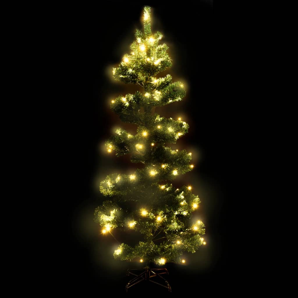 Albero di Natale a Spirale con Vaso e LED Verde 180 cm PVC 344651