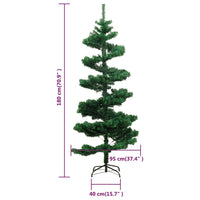 Albero di Natale a Spirale con Vaso e LED Verde 180 cm PVC 344651