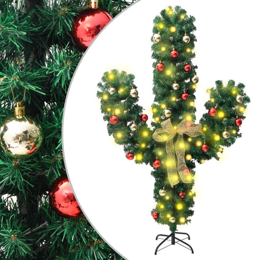 Cactus di Natale con Base e LED Verde 180 cm PVC 344656