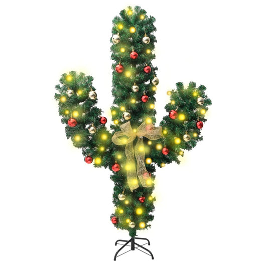 Cactus di Natale con Base e LED Verde 180 cm PVC 344656