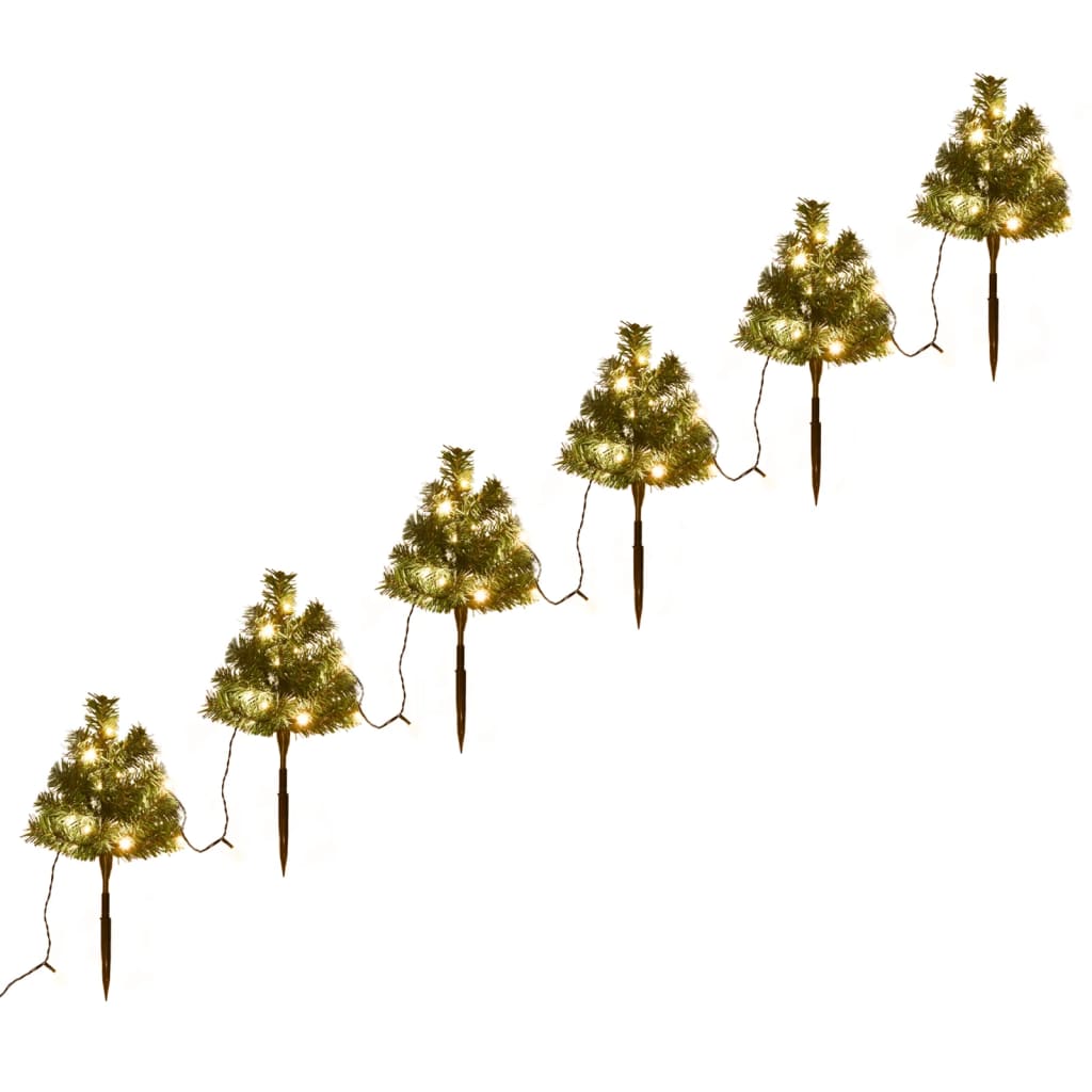 Sentiero Alberi di Natale 6 pz con LED Bianco Caldo 45 cm PVC cod 12132