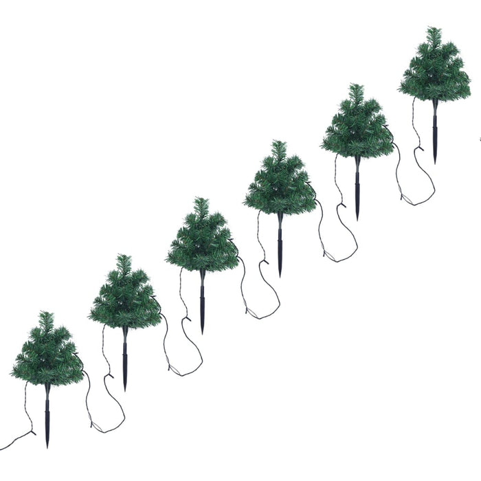 Sentiero Alberi di Natale 6 pz con LED Bianco Caldo 45 cm PVC cod 12132