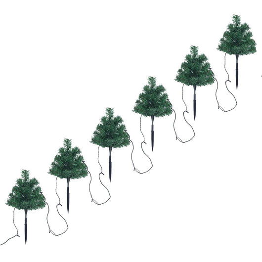 Sentiero Alberi di Natale 6 pz con LED Bianco Caldo 45 cm PVC