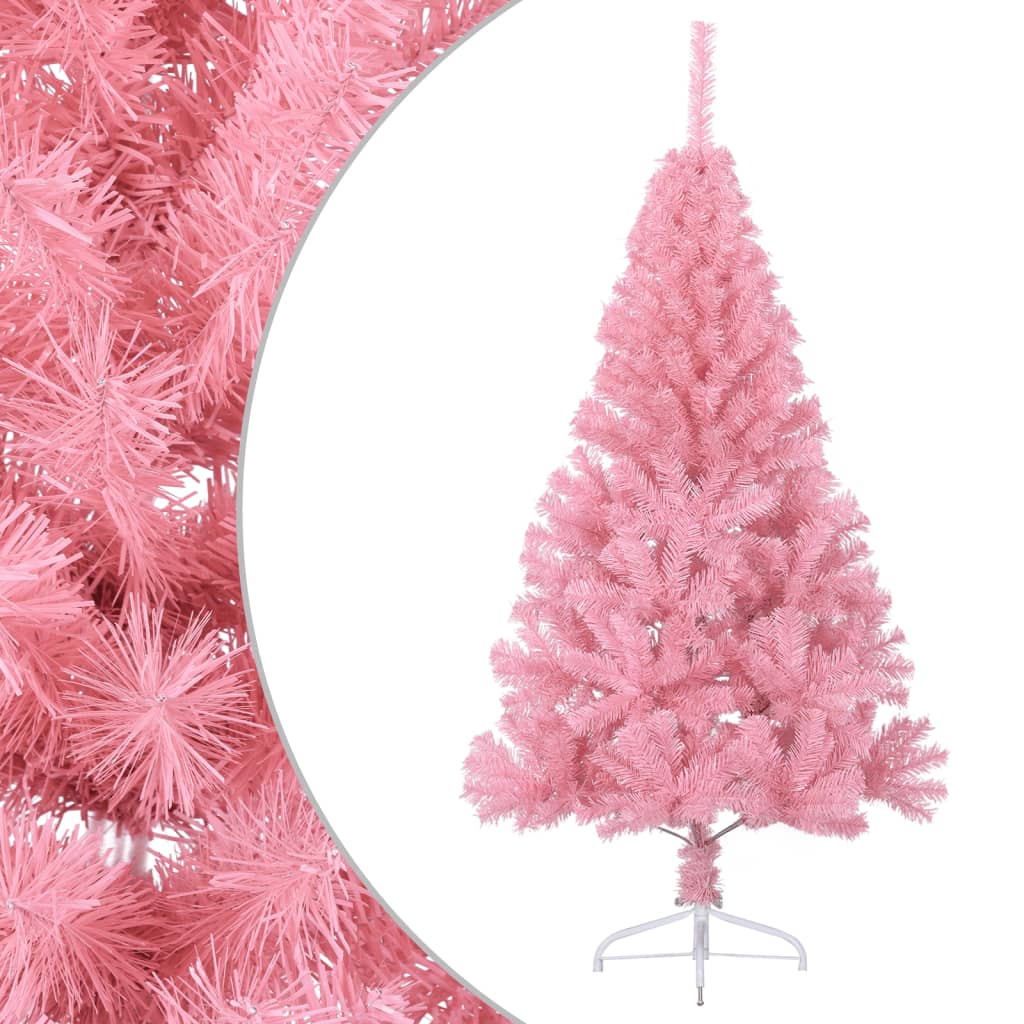 Albero di Natale Artificiale a Metà con Supporto Rosa 120cm PVC 344670