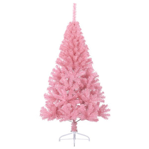 Albero di Natale Artificiale a Metà con Supporto Rosa 120cm PVC 344670