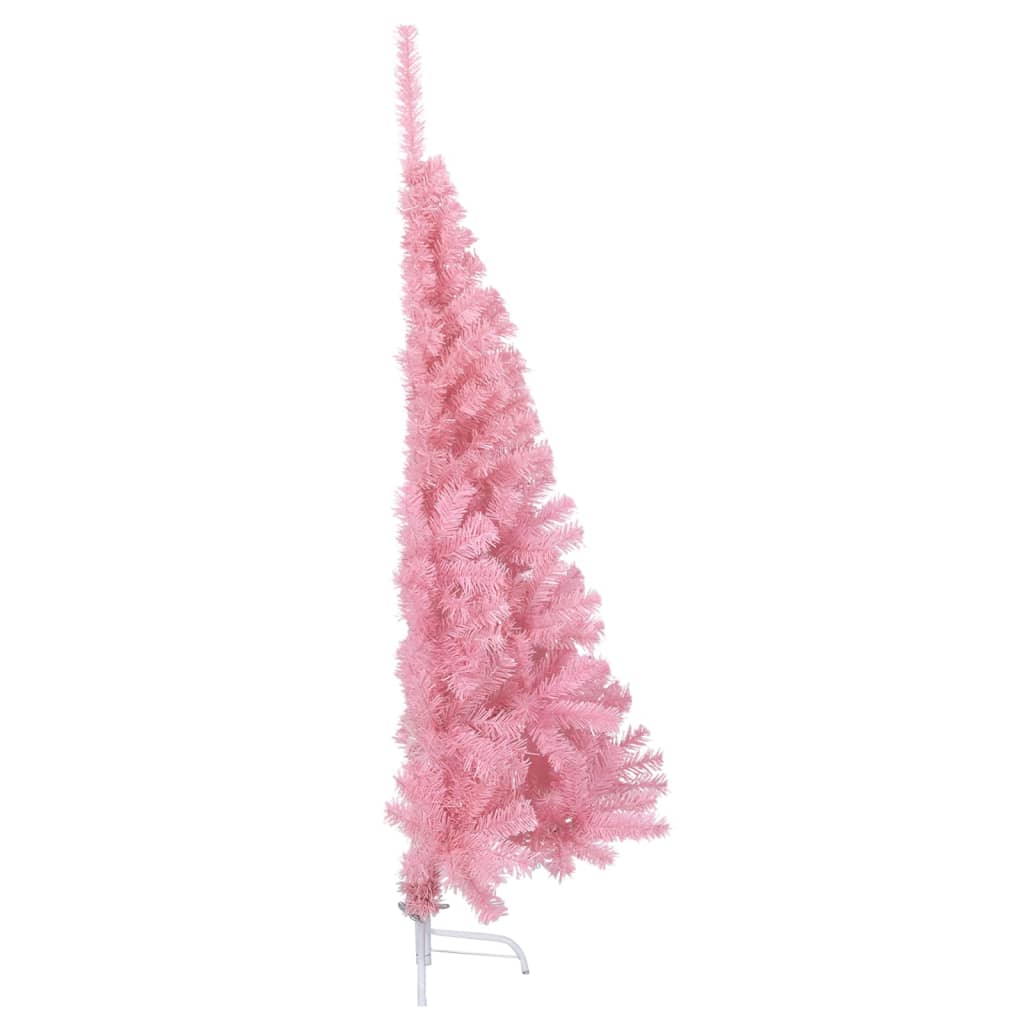 Albero di Natale Artificiale a Metà con Supporto Rosa 120cm PVC 344670