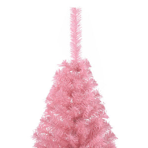 Albero di Natale Artificiale a Metà con Supporto Rosa 120cm PVC 344670