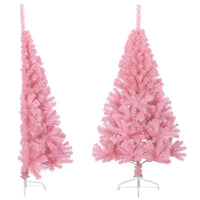 Albero di Natale Artificiale a Metà con Supporto Rosa 150cm PVC