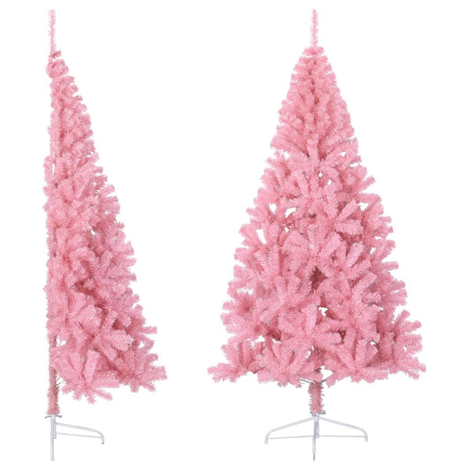 Albero di Natale Artificiale a Metà con Supporto Rosa 180cm PVC 344672