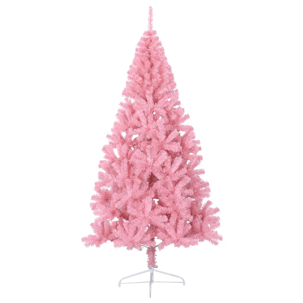 Albero di Natale Artificiale a Metà con Supporto Rosa 210cm PVC