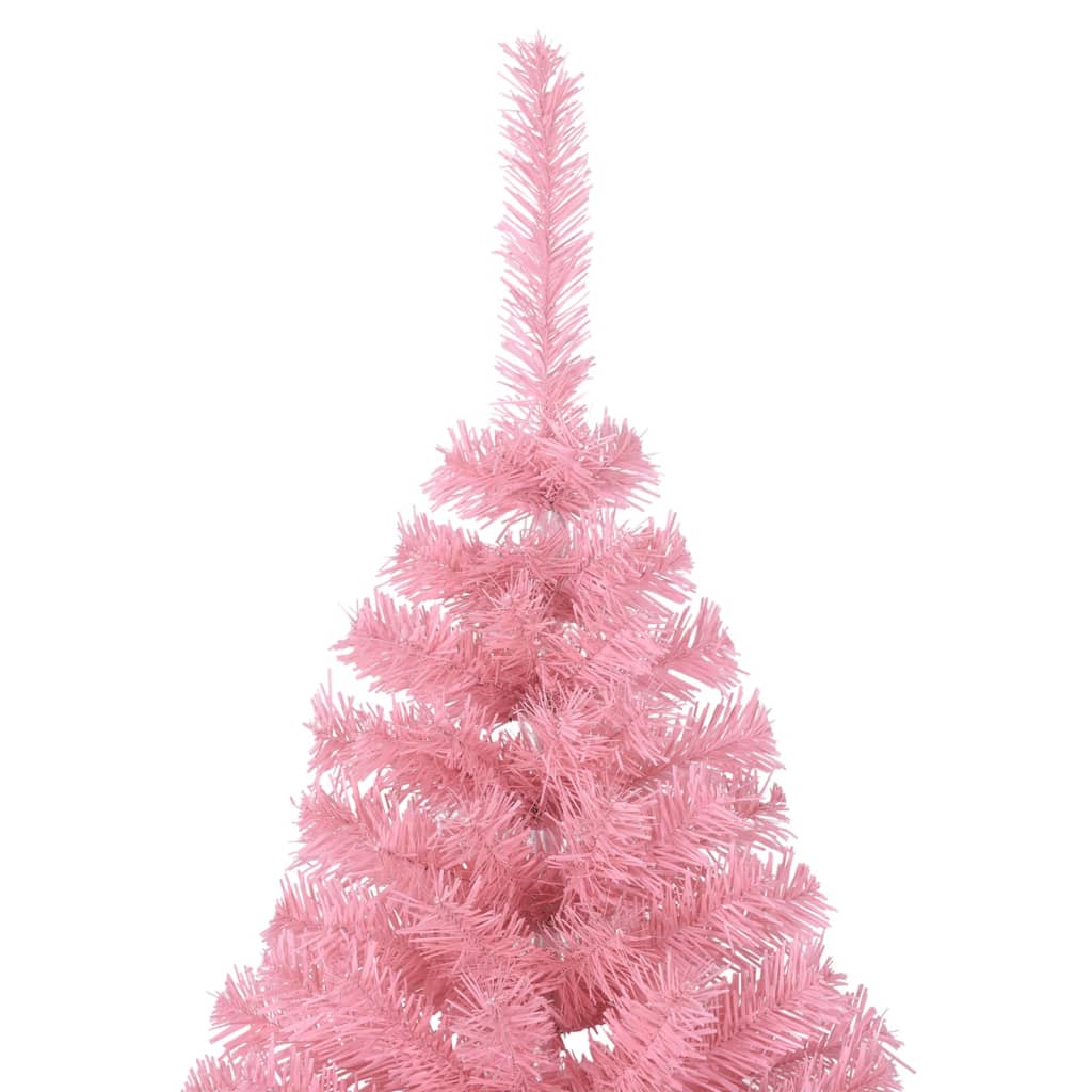 Albero di Natale Artificiale a Metà con Supporto Rosa 210cm PVC