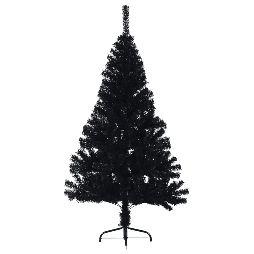 Albero di Natale Artificiale a Metà con Base Nero 120 cm PVC