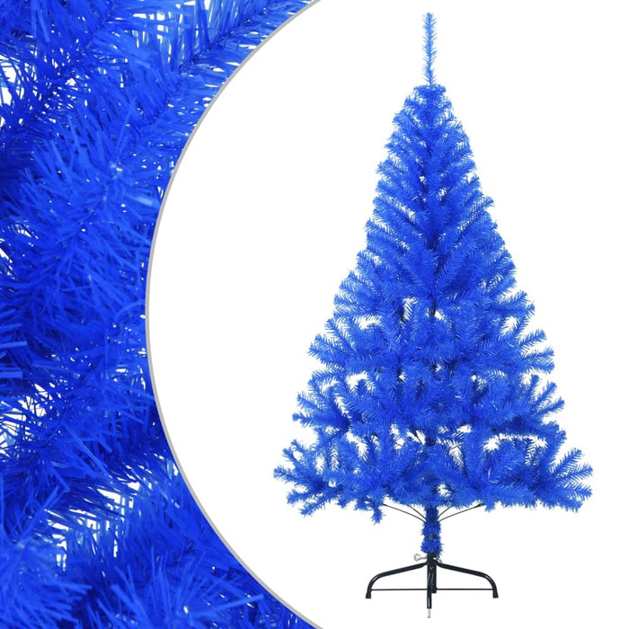 Albero di Natale Artificiale a Metà con Supporto Blu 150 cm PVC 344681