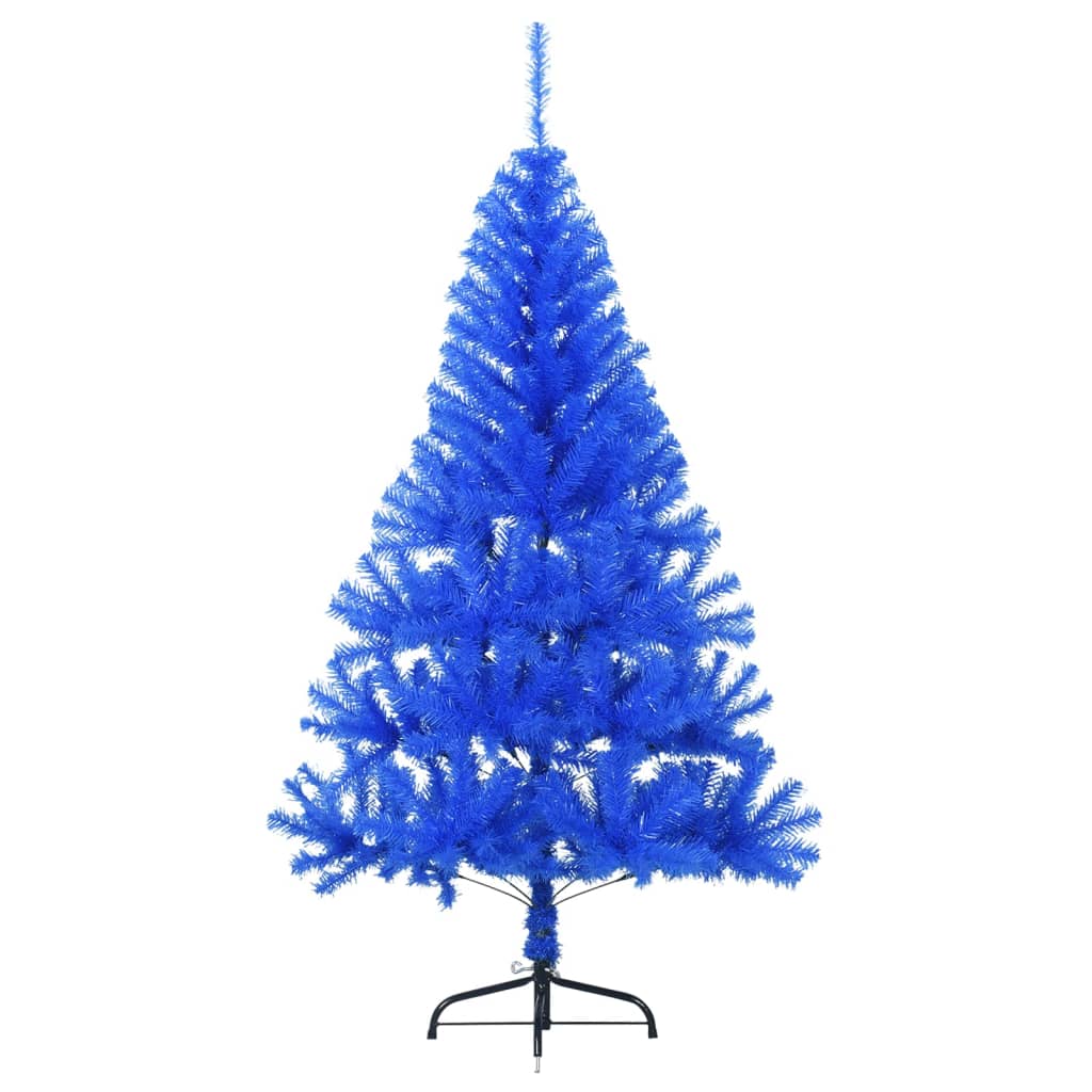 Albero di Natale Artificiale a Metà con Supporto Blu 150 cm PVC 344681