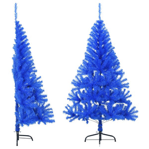 Albero di Natale Artificiale a Metà con Supporto Blu 150 cm PVC 344681