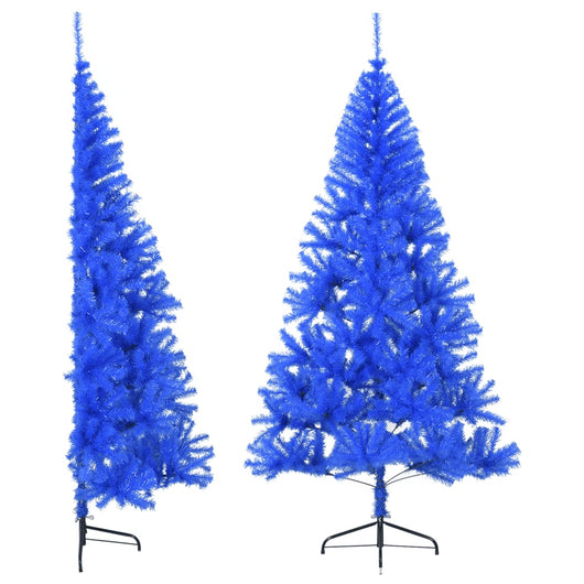 Albero di Natale Artificiale a Metà con Supporto Blu 180 cm PVC 344682