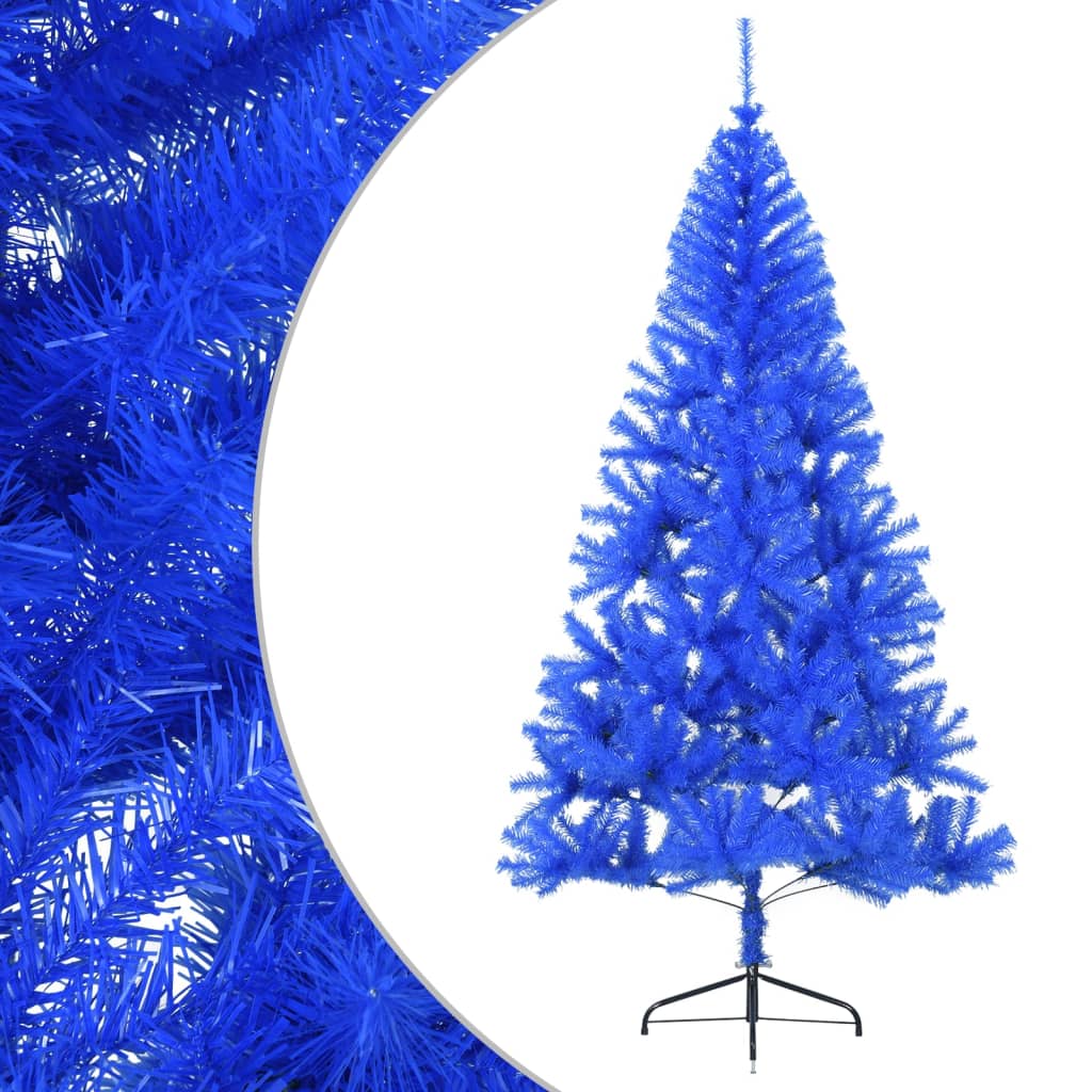 Albero di Natale Artificiale a Metà con Supporto Blu 180 cm PVC 344682