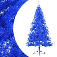 Albero di Natale Artificiale a Metà con Supporto Blu 180 cm PVC