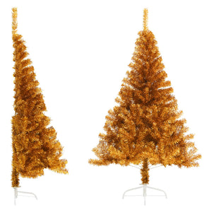 Albero di Natale Artificiale a Metà con Supporto Oro 120 cm PVC 344690