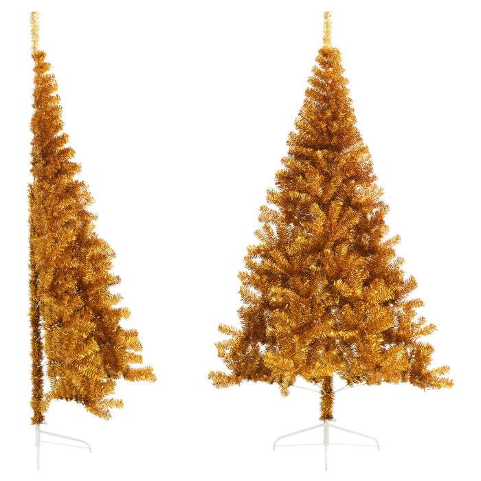 Albero di Natale Artificiale a Metà con Supporto Oro 240 cm PVC 344694