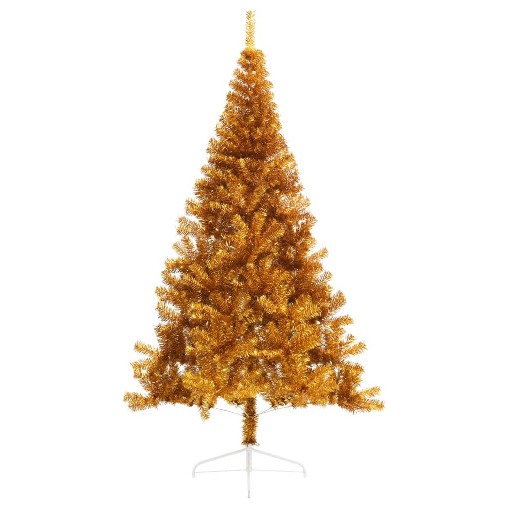 Albero di Natale Artificiale a Metà con Supporto Oro 240 cm PVC 344694