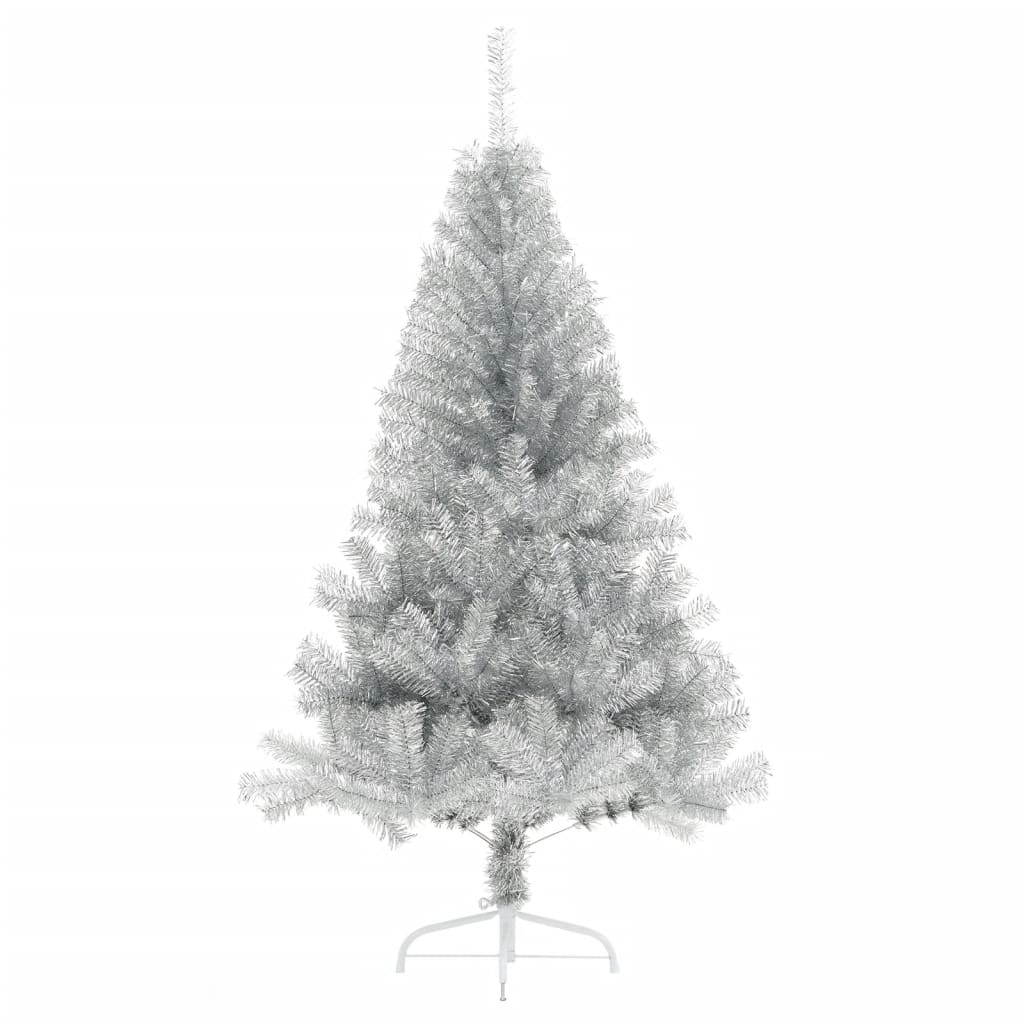 Albero di Natale Artificiale a Metà con Base Argento 120 cm PVC 344695