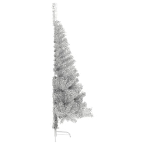 Albero di Natale Artificiale a Metà con Base Argento 120 cm PVC